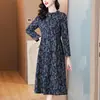 Vestido Largo de Manga Larga de Alta Calidad, Cómodo, Rejuvenecedor, Tallas Grandes, Favorecedor de la Figura para Mamás de Mediana Edad, Nuevo Vestido Floral Elegante