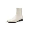 Botas Slimming de Estilo Coreano con Suela Silenciosa para Viajes Diarios Invierno 2026 Tacón Bajo Grueso Punta Cuadrada Versátil Elásticas que se Ajustan a la Pierna Botines Cortos para Mujer