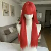 Peruca para Mulheres com Cabelo Longo Liso, Preto Natural com Franja, Cabelo Longo com Volume Natural, Peruca Completa de Fibra Sintética, Estoque Pronto do Fabricante Atacado