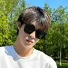 Óculos de Sol Modernos e Descolados com Dobradiça de Metal Estilo Coreano Retro para Homens e Mulheres, para Dirigir, Rosto Grande, Emagrecimento, Proteção UV