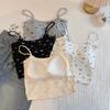 Suspensório floral pequeno Pure Desire Bow, colete feminino estampado com alças finas e bojo, top emagrecedor sem mangas