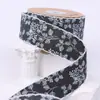 Banda de tela de mezclilla con estampado de hojas de ramo, cinta de correaje, lazo hecho a mano para DIY, accesorio para la cabeza, diadema, corbata de lazo, sombrero de paja, embalaje de flores