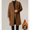 Elegante Casaco Trench Coat Estilo Francês para Homens, Dupla Face, Outono e Inverno, Estilo Maduro, Moda Coreana, Tendência Ins, Casaco de Lã Masculino com Ombros Caídos