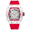 [Procesamiento personalizado] impermeable transparente forma de barril de reloj moda luminoso calendario de silicona reloj de cuarzo reloj de pulsera para hombre