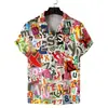 Marca Casual Moderna Transfronteiriça da Amazon Camisa Masculina de Manga Curta Moda 3D Versátil Gola Camisa de Verão