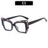 Gafas Planas para Mujer, Gafas de Alta Gama con Filtro de Luz Azul, Gafas Planas Estilo Ojo de Gato Retro Versátiles Bloqueadas por Color Transfronterizas Europeas y Americanas
