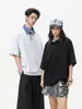 Roupas Masculinas Acu Estilo Americano Gola Lapela Manga Curta para Meninos Verão 2026 Camisa Polo com Gola em Jeans Contrastante, Solta, Casual e Versátil