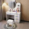 Tocador minimalista moderno para dormitorio, tocador pequeño con espejo para apartamentos de alquiler, escritorio de maquillaje de princesa