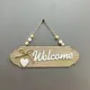 Nuevo Cartel de Bienvenida de Madera Estilo Nórdico Decoración del Hogar Cartel para Puerta Cartel Colgante Creativo de Bienvenida con Decoración de Lazo en Forma de Corazón