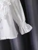 Camisas de Manga Larga de Alta Gama para Niñas 2025 Primavera y Otoño Nuevo Estilo Moda para Niños Algodón Puro Encaje Cuello Alto Tops de Princesa