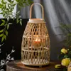 Lanterna de Bambu Criativa Pastoral Castiçal Rattan Ornamentos de Piso Pendurados Decoração Externa Casa de Hóspedes Sala de Chá Lanterna de Atmosfera