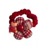 Elástico de Cabelo Pequeno Xadrez Vermelho com Desenho de Urso de Desenho Animado e Flor para Meninas, Cordão de Cabelo para Bebê, Versátil Acessório de Cabelo Estilo Coreano para Rabo de Cavalo Alto