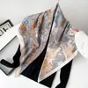Accesorios de Bufanda de Seda al por Mayor con un Toque de Lujo, Bufanda Cuadrada con Patrón de Espiga de Doble Cara, 90X90 Diseño Floral Artístico para Mujer, Estilo Otoño e Invierno, Diseño de Doble Cara