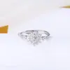 Anel hexagonal S925 de prata de lei maciça, japonês requintado, de amor e espaço profundo, com céu estrelado radiante, floco de neve de inverno