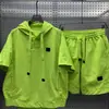 Nova Marca Moderna Moda Casual Conjunto de Verão Masculino e Feminino Simples Versátil Fino Respirável Camiseta e Shorts Conjunto de Duas Peças