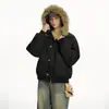 2026 Nueva Chaqueta de Algodón con Plumas Estilo Coreano Cuello Alto Cálida Espesa Abrigo de Algodón con Capucha y Cuello Grande de Piel Color Sólido Chaqueta de Algodón de Moda