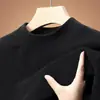 Outono/Inverno 2026 Novo Camiseta Masculina para Meia-Idade e Jovens, Gola Redonda Meia-Alta, Veludo Alemão, Fleece Dupla Face, Quente, Manga Longa, Camada Base