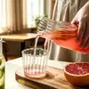 Copo de Vidro Borossilicato Alto para Uma Pessoa para Beber Suco Pote de Vidro Transparente com Listras Verticais Pote para Bebidas Bule Estilo Japonês Copo para Bebidas Frias