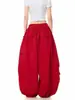 Pantalones cargo casuales de pierna ancha de color liso para mujer, diseño plisado con bolsillo grande, estilo callejero americano, holgados de colores brillantes para verano, modernos