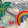 Parches Bordados de Moda en Stock con Palmeras y Globos Aerostáticos, Parches Listos para Enviar, Accesorios para Ropa, Parches de Tela