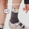 Calcetines de rayas con cara sonriente de moda para mujer, calcetines de algodón de media pantorrilla, nuevos calcetines deportivos de otoño e invierno, estilo universitario coreano, sin costuras