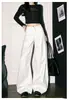 Pantalones Negros Versátiles de Pierna Ancha para Mujer para Ir al Trabajo, Pantalones Drapeados de Guadaña para Primavera y Otoño, Pantalones de Traje Sueltos Casuales de Largo Completo