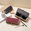 Estilo Nuevo Estuche Creativo para Gafas de Cuero Genuino, Bolsa Portátil para Guardar Gafas de Sol, Estuche de Alta Gama con Clip para Gafas de Sol, Estuche para Lápiz de Cejas de Mujer