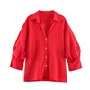 Camisa Feminina Versátil Elegante Listrada Mista com Mangas Bufantes Estilo Europeu e Americano Transfronteiriço 2026 Nova Moda 3293058