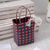 Bolsa Tejida de Colores, Cesta Pequeña, Bolsa de Plástico Pe, Tejido de Empalme Moderno y de Moda, Cesta de Verduras de Gran Capacidad, Bolsa de Playa