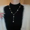 Nuevo collar de perlas artificiales de doble capa, cadena para la clavícula de moda exquisita transfronteriza, cadena de suéter de lujo ligero estilo francés