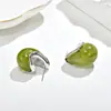 Pendientes Melard de Cristal Gota de Agua en Forma de U, Modernos y Sencillos, Pendientes de Resina Ámbar con Aguja de Plata 925, Estilo Celebridad de Internet Transfronterizo