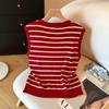 Chaleco de Punto Juvenil y Elegante de Dos Piezas Estilo Coreano para Mujer, Diseño de Principios de Otoño, Top sin Mangas Casual y Ajustado, de Moda