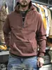 Sudadera con capucha y media cremallera para hombre, engrosada y forrada de felpa, estilo vintage lavado, cuello casual medio abierto, chaqueta juvenil, estilo americano