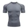 Entrega Expressa Transfronteiriça Esportiva Justa Esportiva Corrida Camiseta de Secagem Rápida Masculina Respirável Elástica Manga Curta Roupas de Fitness Tops