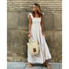 AliExpress Europa e Estados Unidos estação independente Amazon 2023 verão feminino colagem xadrez suspensório elástico vestido de balanço grande