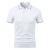230g 40s Fio Duplo Solona Camisa Polo Manga Curta Lapela Logo Estampado Versátil Roupa de Trabalho Unissex