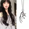 Collar de Estrella de Mar Hot Girl Retro Cadena Larga para Suéter Estilo Vacaciones Superficie Plateada Mate Colgante de Estrella Cóncavo y Convexo Accesorios