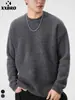 Ropa Muxi Estilo Invierno Old Money Capa Base Negro y Gris Cuello Redondo Suéter de Punto Polar Manga Larga Elástica Camiseta Interior