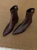 Botas ajustadas de tacón de cuña estilo francés estilo coreano botas cortas planas versátiles para mujer 2 cm botas blancas aumento de altura interior ~en stock