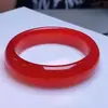 Pulseira de jade de quartzo vermelho esmeralda alta gelo cor vermelha plana imitação de ágata vermelha jade de quartzo pulseira feminina