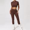 Traje de Yoga de Empalme Tridimensional Secado Rápido Ajustado de Manga Corta Traje Deportivo de Fitness Traje de Correr 4510+87652