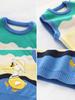 Nuevo Chaleco de Punto para Niños Espesado Otoño e Invierno para Niñas Bloque de Color Pato Cuello Redondo Chaleco Protección de Vientre Ropa para Niños Suéter Venta al por Mayor