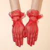 2025 Nuevos Guantes de Encaje de Red Cruzados para Pareja, Guantes Sexys de Encaje con Lazo, Mangas de Boda