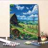 Pintura al óleo digital de verano DIY Paisaje rural Coloreado a mano Simple Paisaje para aliviar el estrés Pintura para sala de estar de pareja