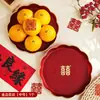 Plato de Frutas para Boda, Plato Rojo de Dulces para Boda, Bandeja de Frutas para Boda, Mesa de Café para Sala de Estar del Hogar, Plato de Boda de Alta Gama, Artículos para Boda