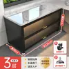 Estante de Armazenamento para Cozinha com Porta de Correr em Laje de Rocha, Armazenamento de Aparador, Micro-ondas de Chão Multicamadas, Armário de Armazenamento Multifuncional