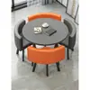 Mesa e Cadeiras Simples Modernas para Negócios e Recepção de Convidados, Mesa Redonda Pequena para Lanchonete de Chá com Leite, Mesa de Jantar