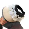 Sombrero de Paja Negro de Verano para Mujer con Ala de Goma, Moño de Encaje y Parte Superior Abierta, Protección UV, Sombrero de Sol para Vacaciones y Viajes