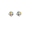 Pendientes de Cristal de Color con Forma de Rombo Estilo Retro Francés para Mujer, Sencillos y Únicos con un Diseño Distintivo