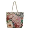 Bolsa tote jacquard com bordado étnico de corda grossa dupla face para mulheres bordada com elefante bolsa de lona grande capacidade bolsa de ombro única moderna